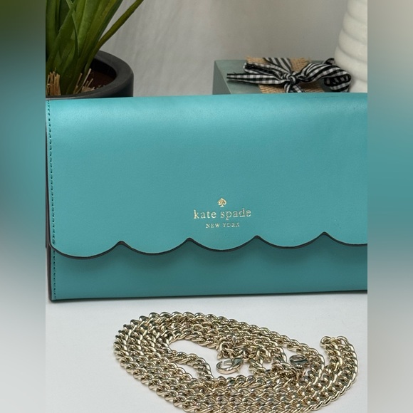 Kate Spade Gemma wallet on a chain crossbody bag in a teal - Picture 2 of 9